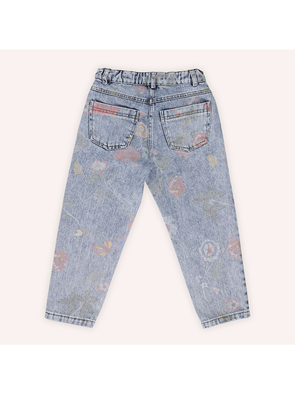 Mavi Kız Çocuk Desenli Pantolon-6