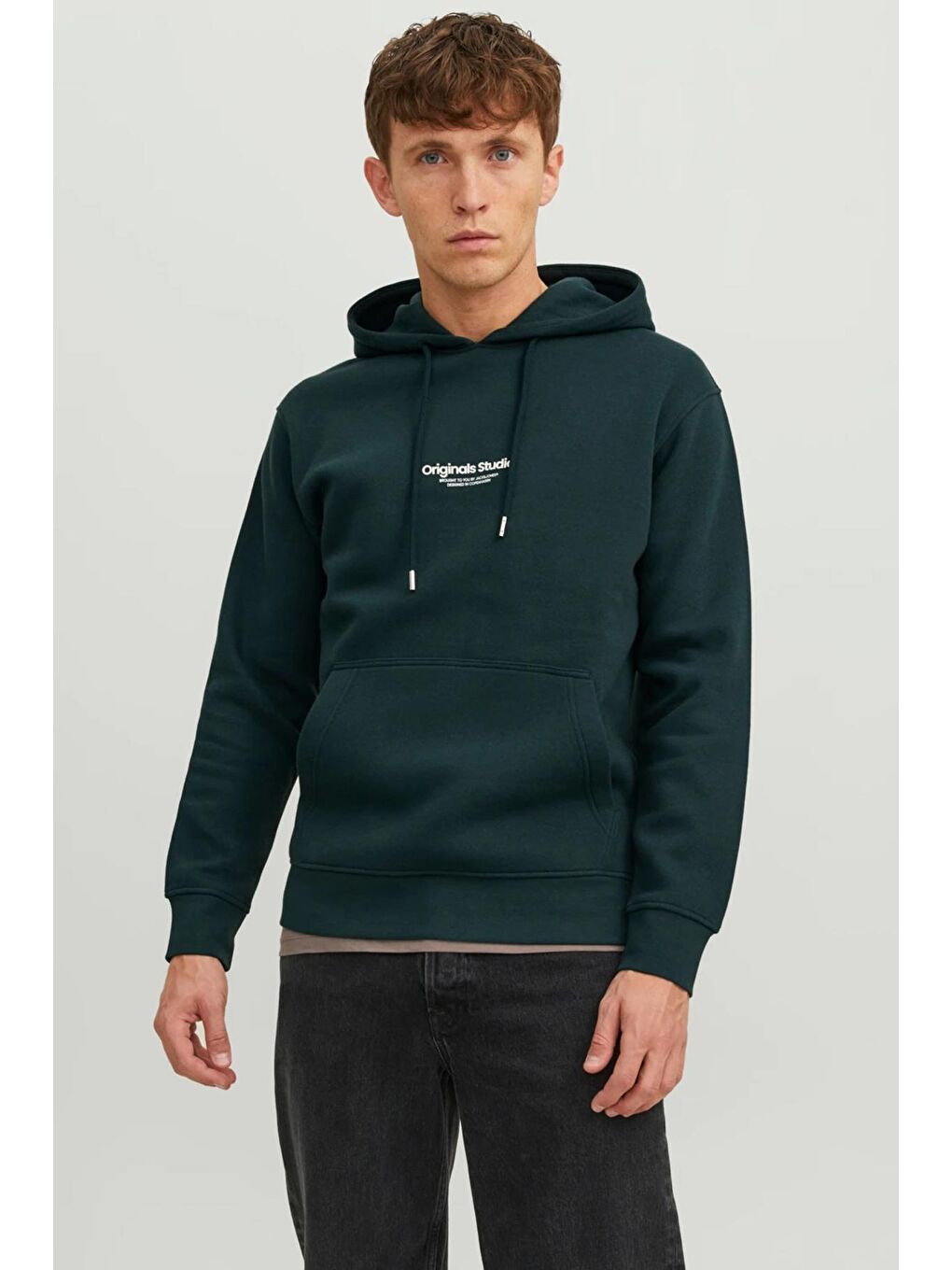 Jack & Jones Petrol Jorvesterbro Pamuklu Kapüşonlu Relaxed Fit Erkek Sweat 12241687