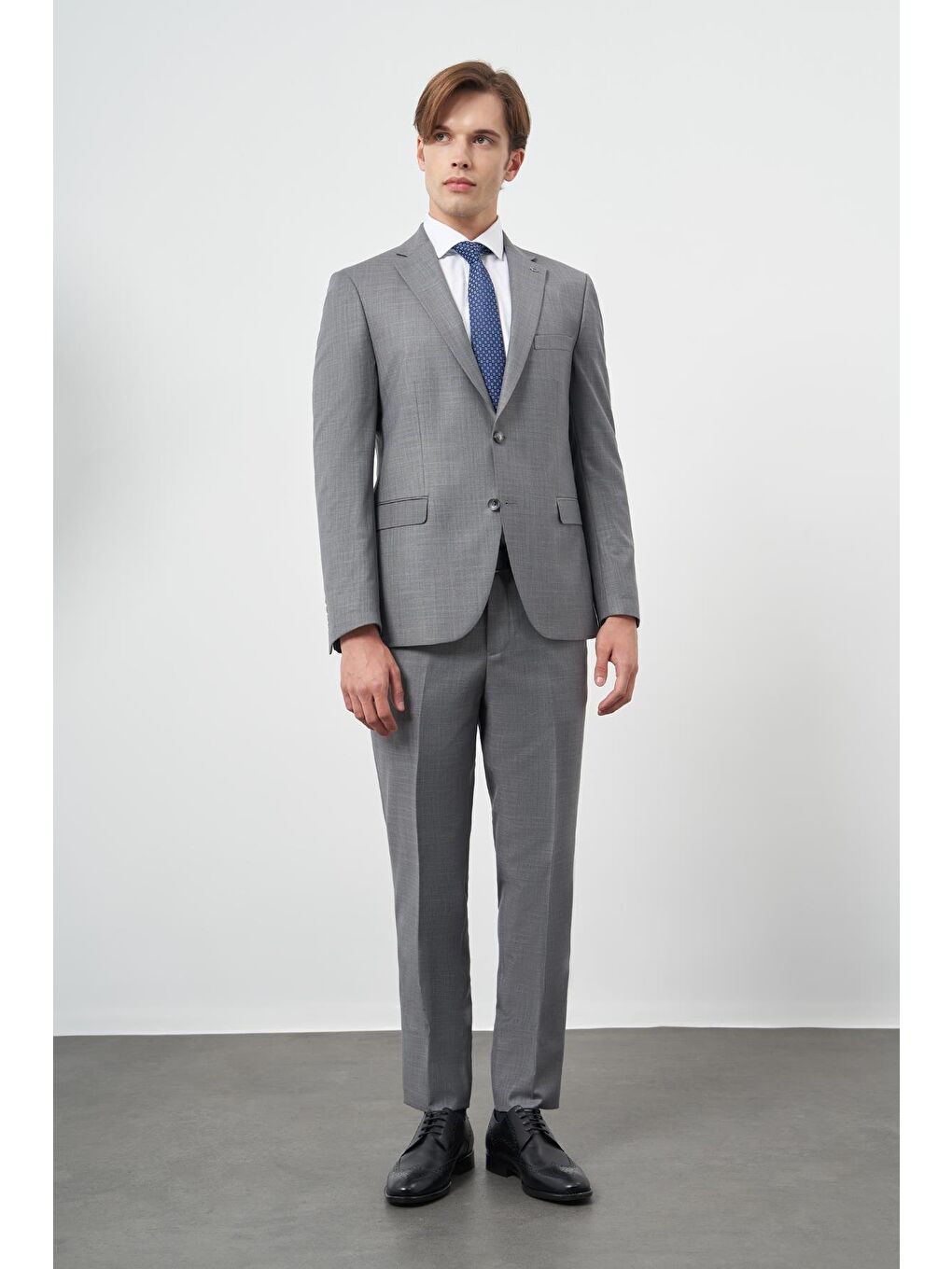 Gri Koyu Füme Düz Mono Yaka 6 Drop Comfort Fit Classic Takım Elbise 1001245171-1