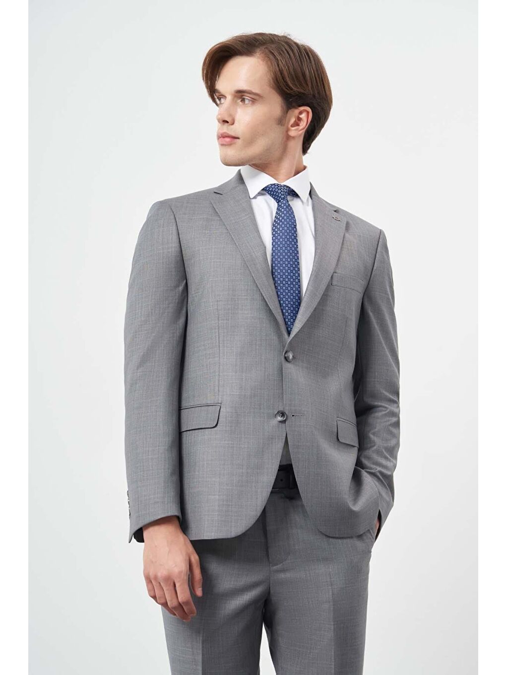 Gri Koyu Füme Düz Mono Yaka 6 Drop Comfort Fit Classic Takım Elbise 1001245171-2