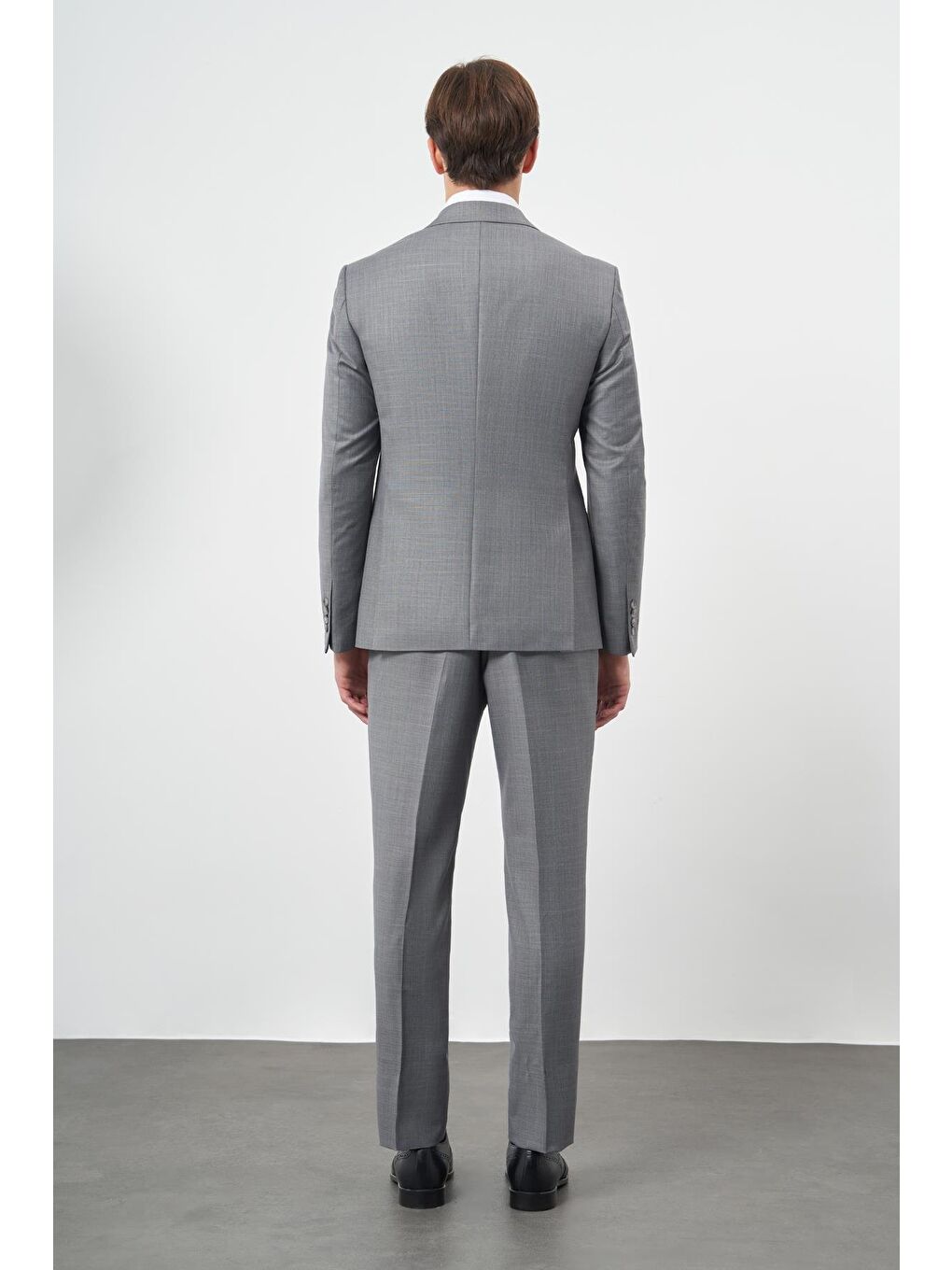 Gri Koyu Füme Düz Mono Yaka 6 Drop Comfort Fit Classic Takım Elbise 1001245171-4