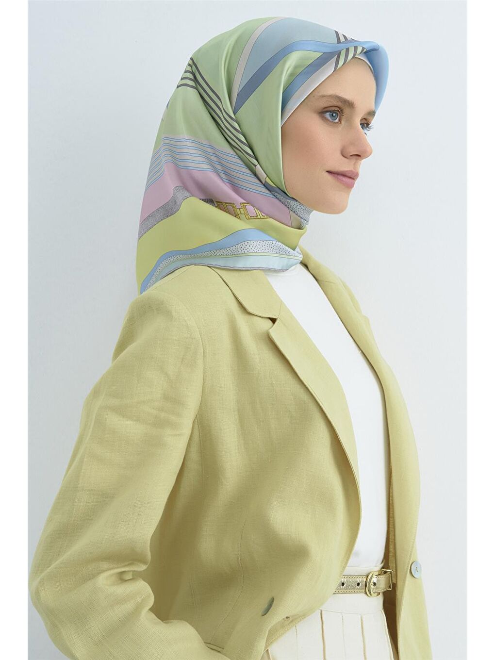 Yeşil Saf İpek Twill Eşarp 9521D 83-1