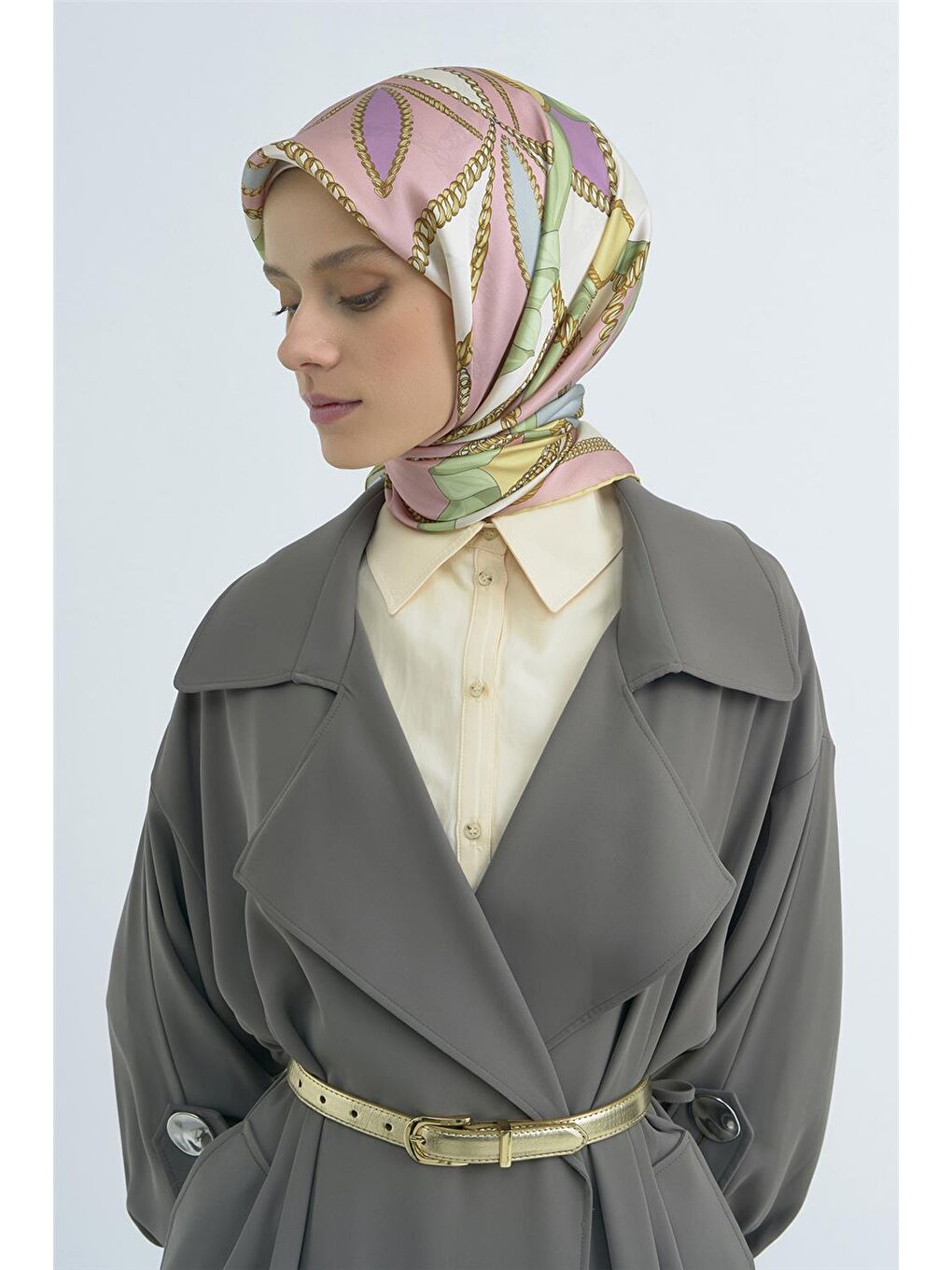 Pembe Saf İpek Twill Eşarp 9531D 05