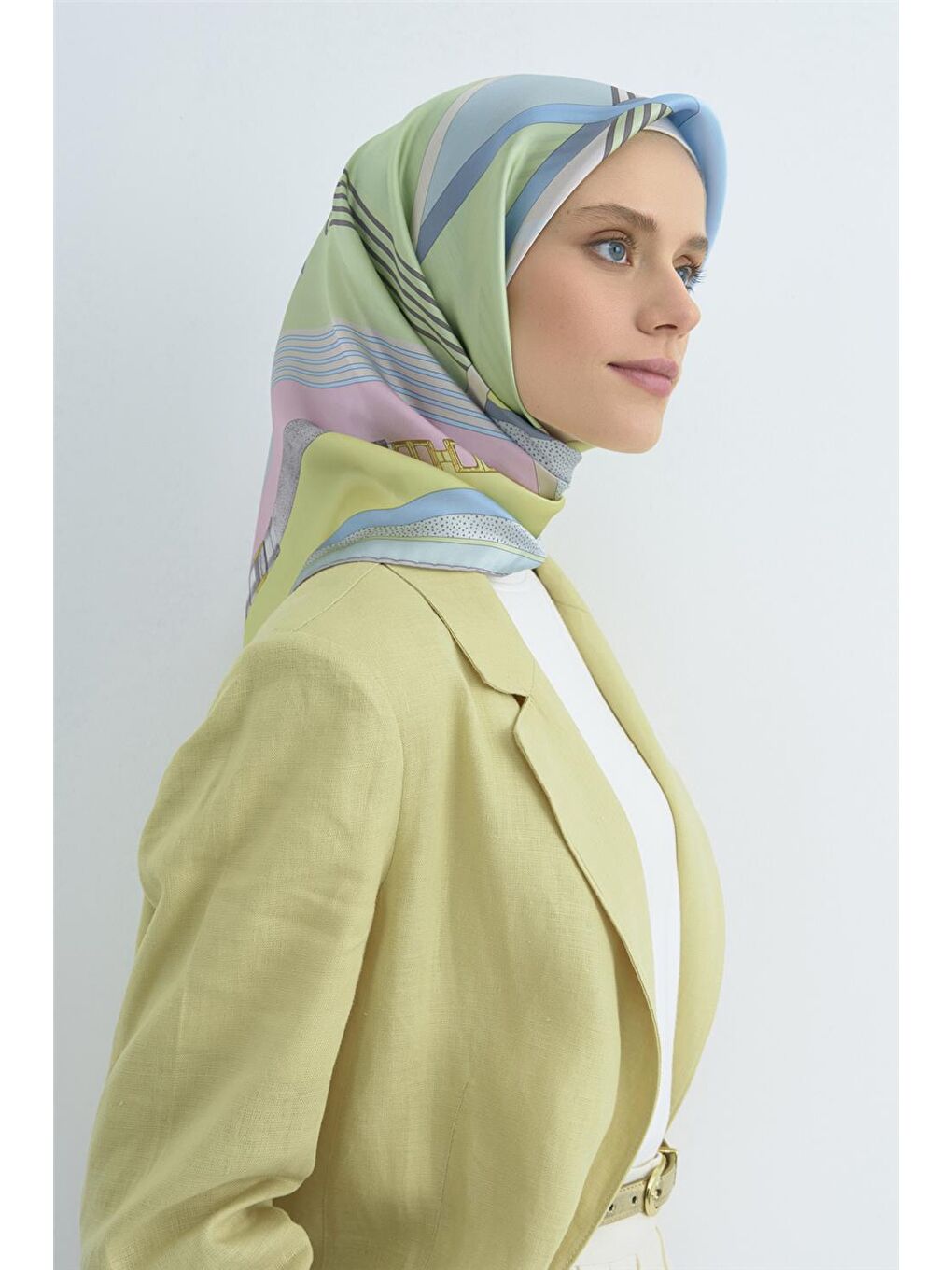 Yeşil Saf İpek Twill Eşarp 9521D 83-2