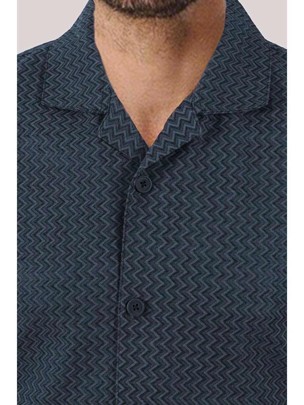 Erkek Mavi Desenli Kamp Yaka Gömlek – Ve Modern Yazlık-1