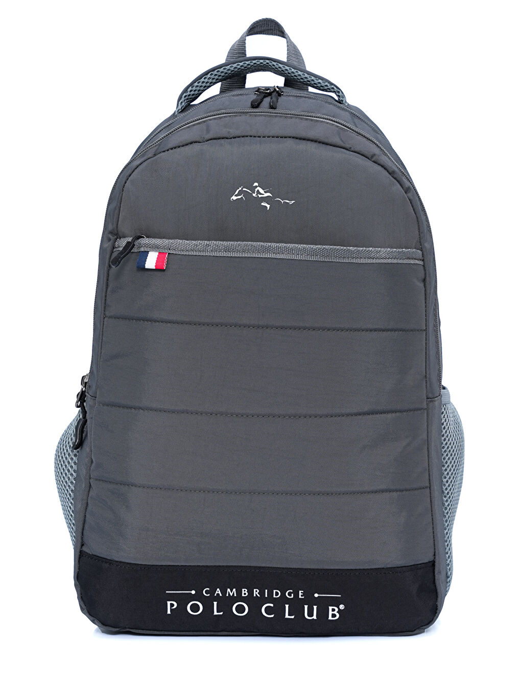 Gri Minimalist Tasarım Unisex Çok Gözlü Sırt Çantası-4