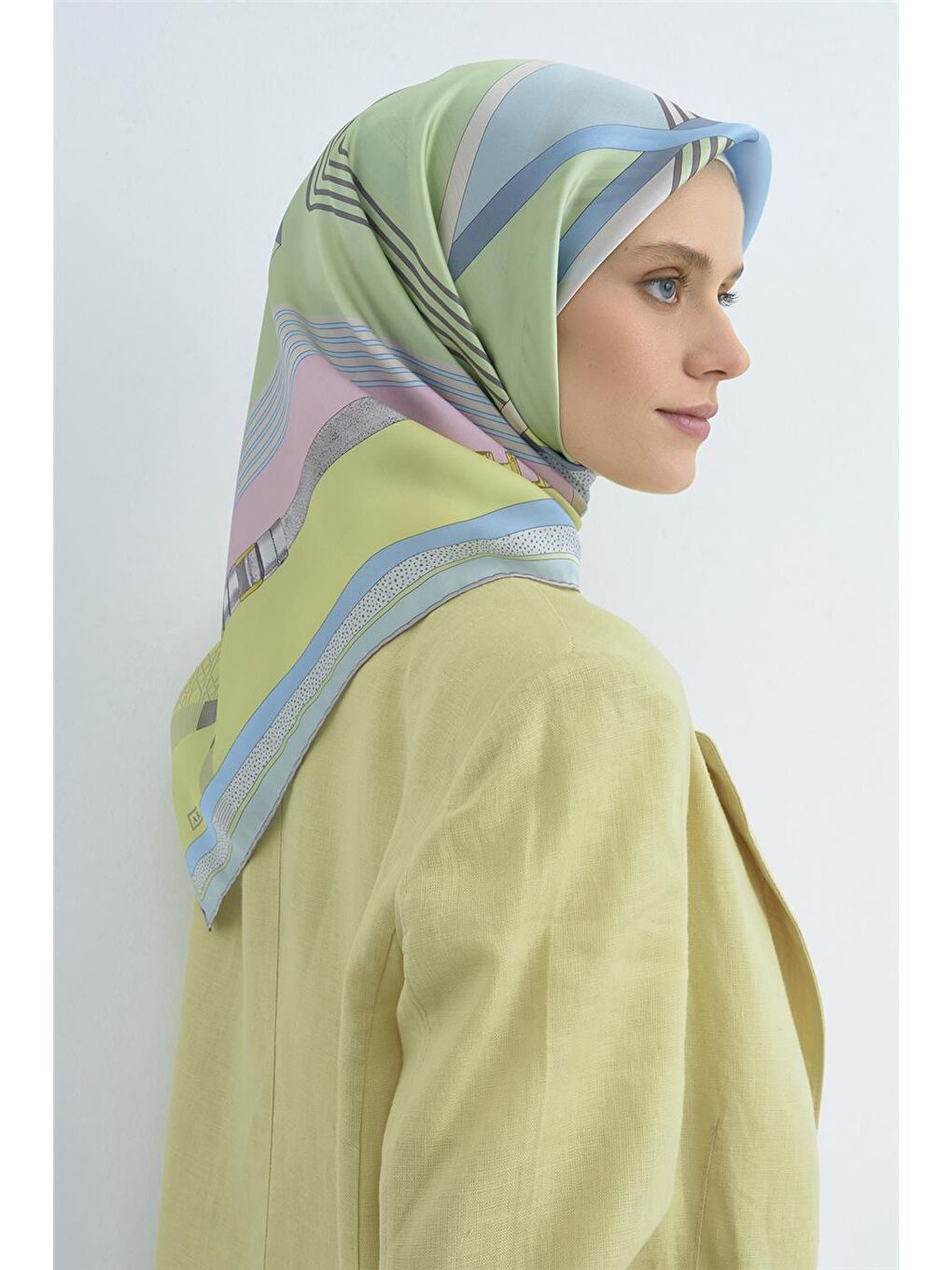 Yeşil Saf İpek Twill Eşarp 9521D 83-3