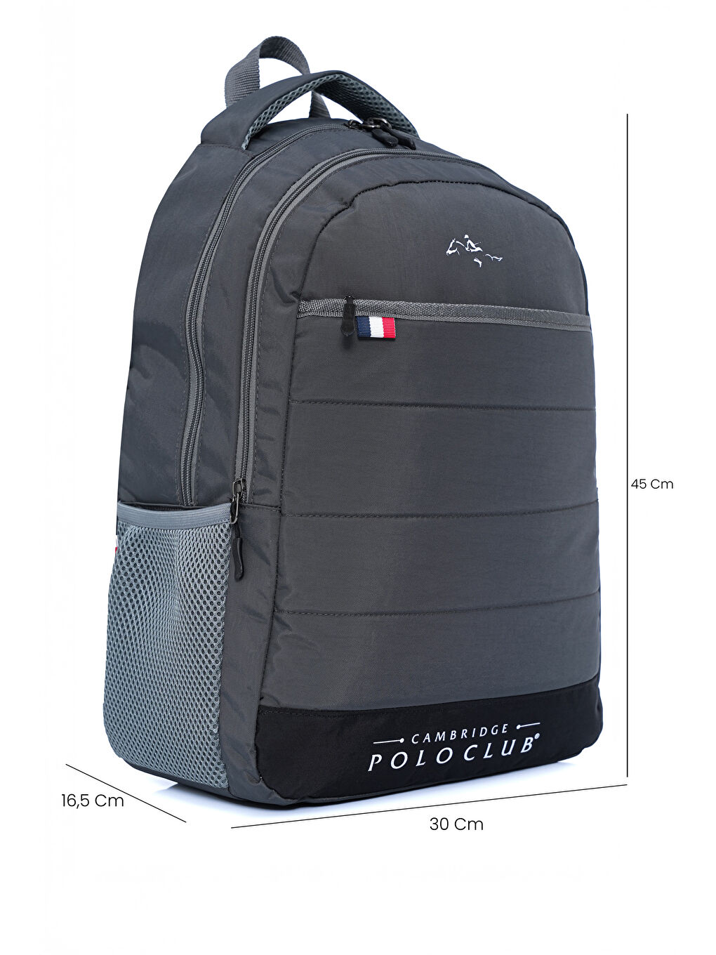 Gri Minimalist Tasarım Unisex Çok Gözlü Sırt Çantası-5