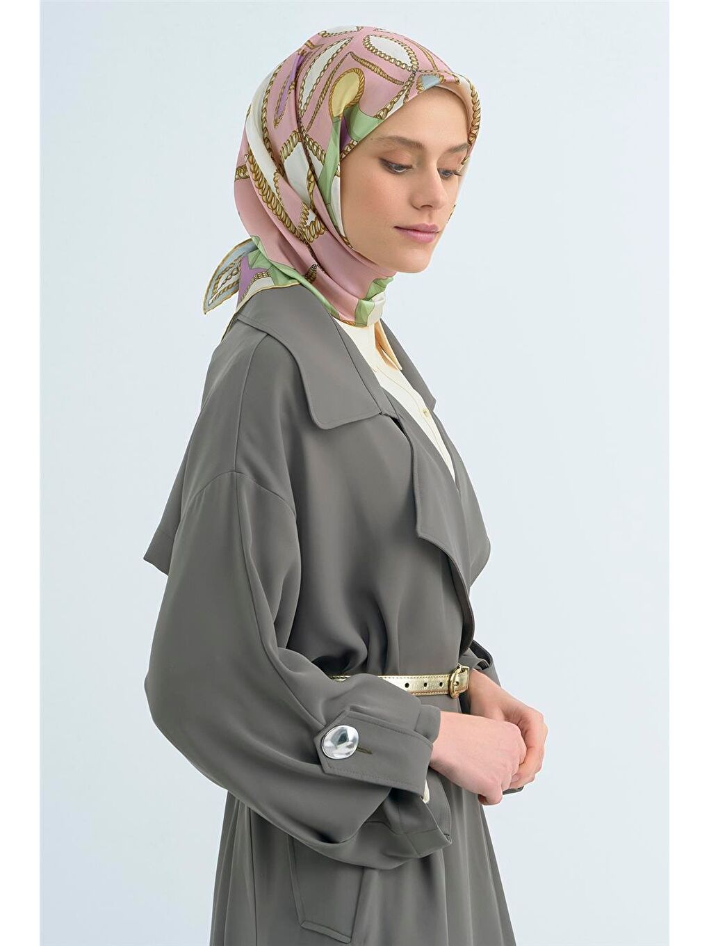 Pembe Saf İpek Twill Eşarp 9531D 05-2