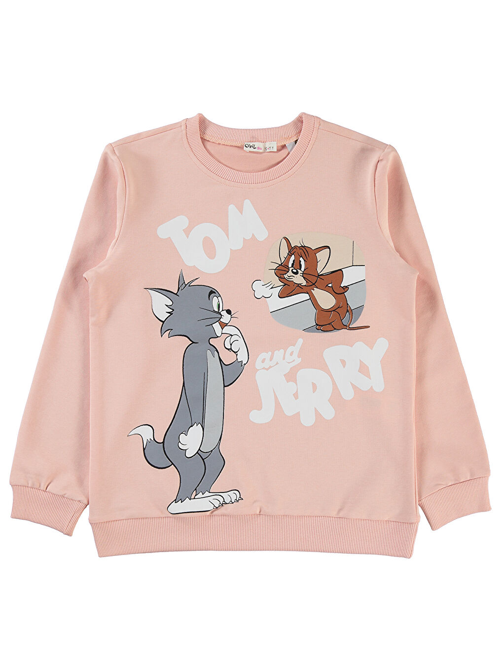 Civil Pudra Tom And Jerry Kız Çocuk Sweatshirt 10-13 Yaş Açık Pudra