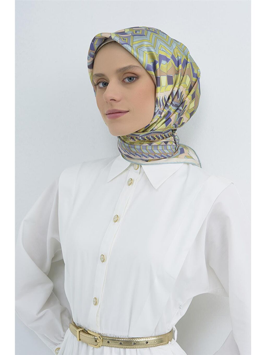 Yeşil Saf İpek Sura Eşarp 9542D 33-2