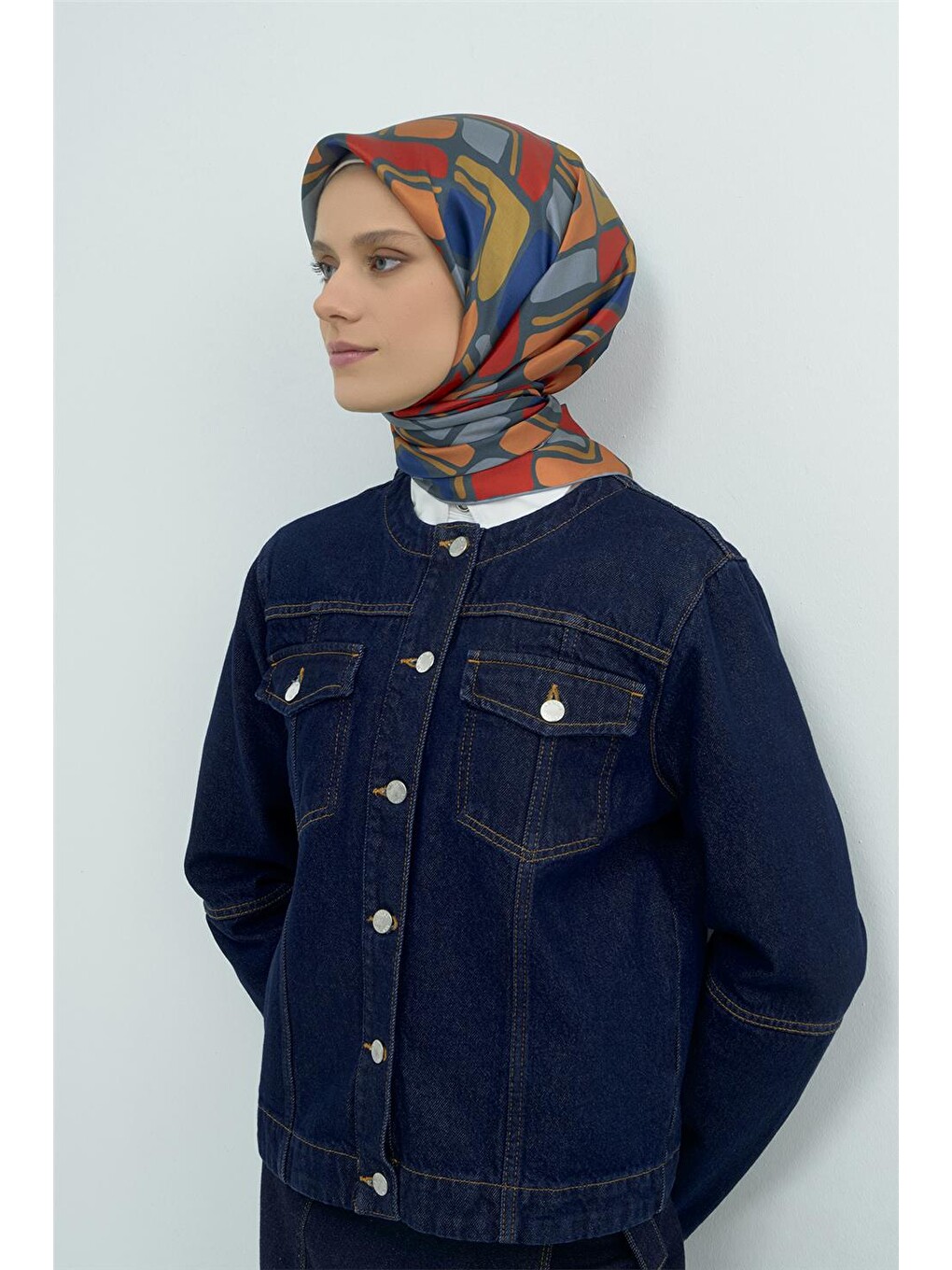 Turuncu Saf İpek Sura Eşarp 9504d 58-1
