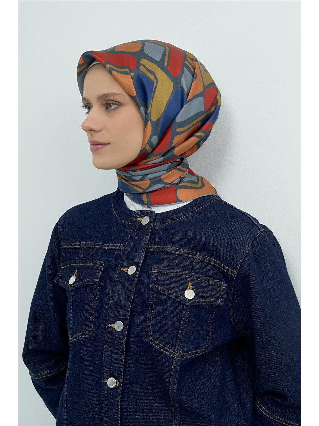 Turuncu Saf İpek Sura Eşarp 9504d 58-2