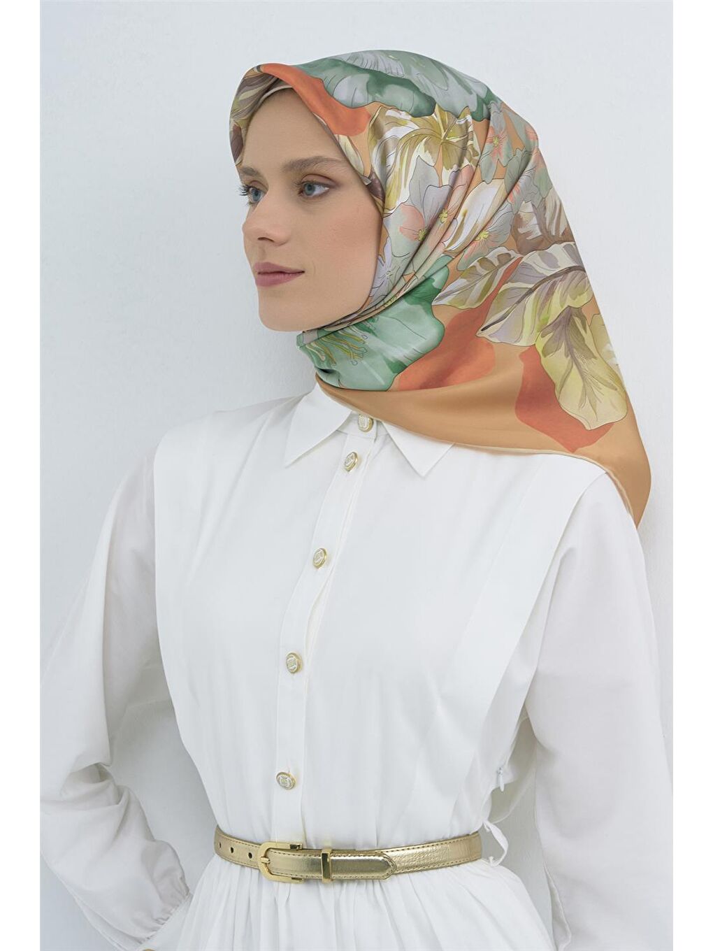 Turuncu Saf İpek Sura Eşarp 9529D 85