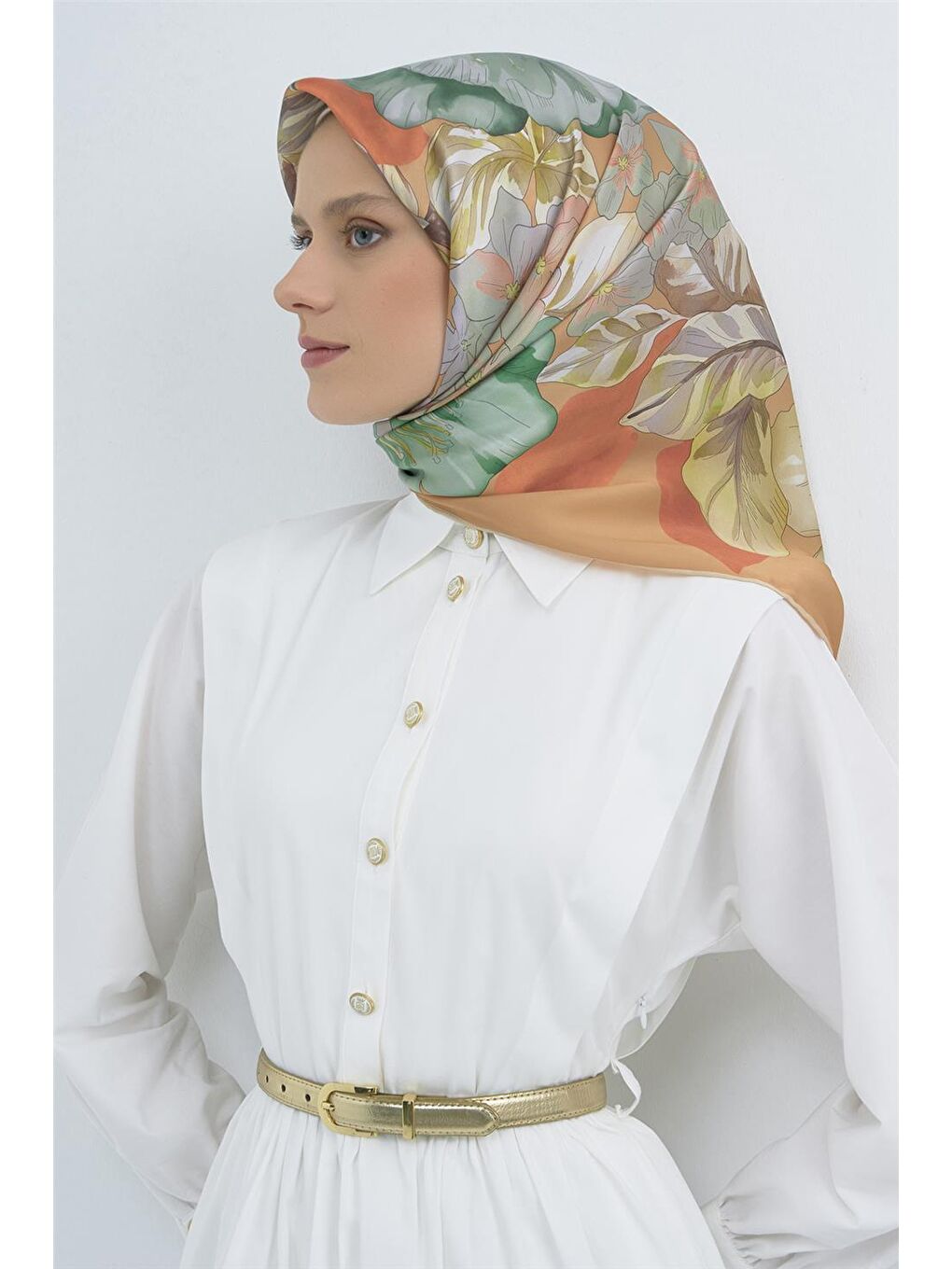 Turuncu Saf İpek Sura Eşarp 9529D 85-1