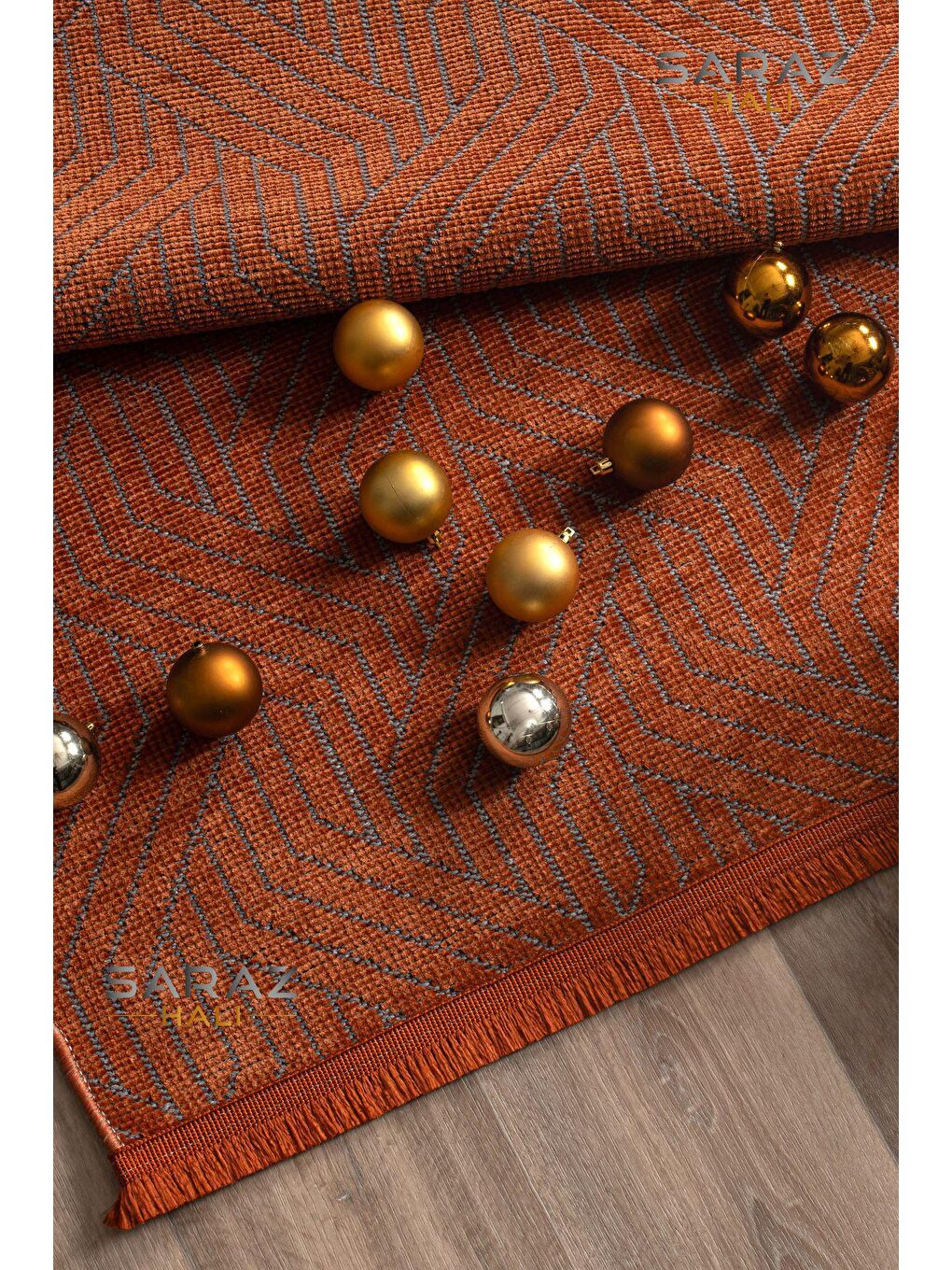 Kahverengi Bohem Saçaklı Kaymaz Kilim Kiremit 80x150-1