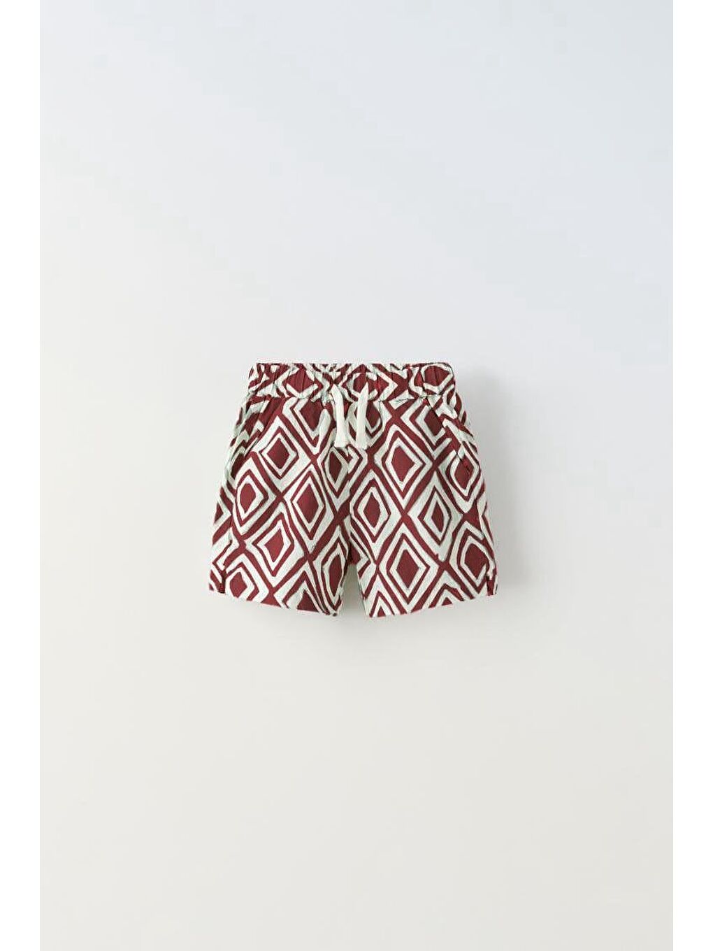 Bordo Erkek Çocuk Pamuklu Geometrik Desenli Şortlu Gömlek Takım – Yazlık Rahat Kesim-3