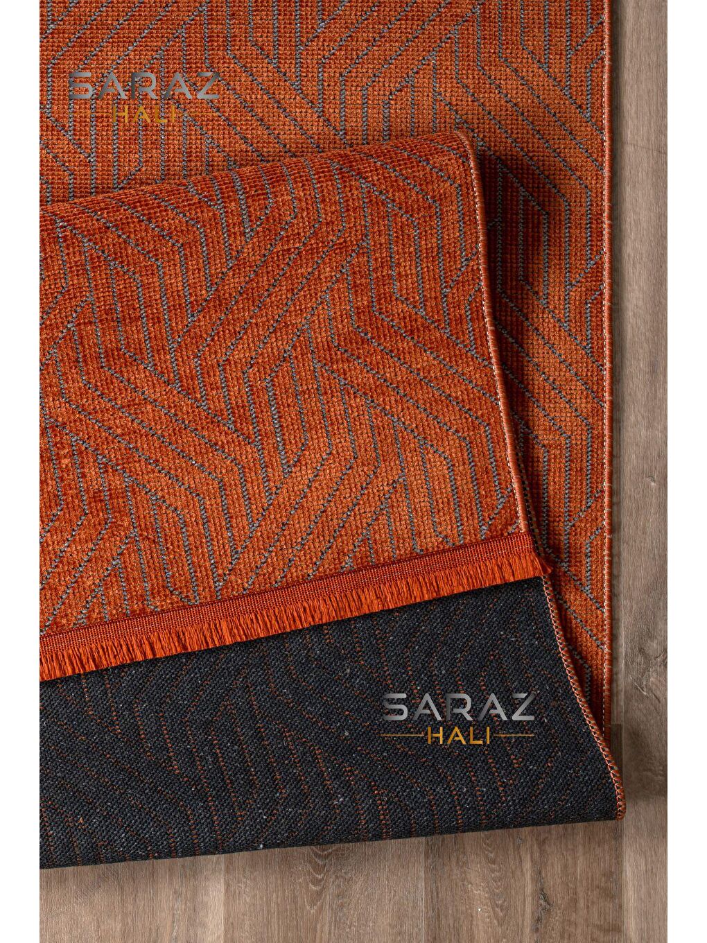 Kahverengi Bohem Saçaklı Kaymaz Kilim Kiremit 80x150-3