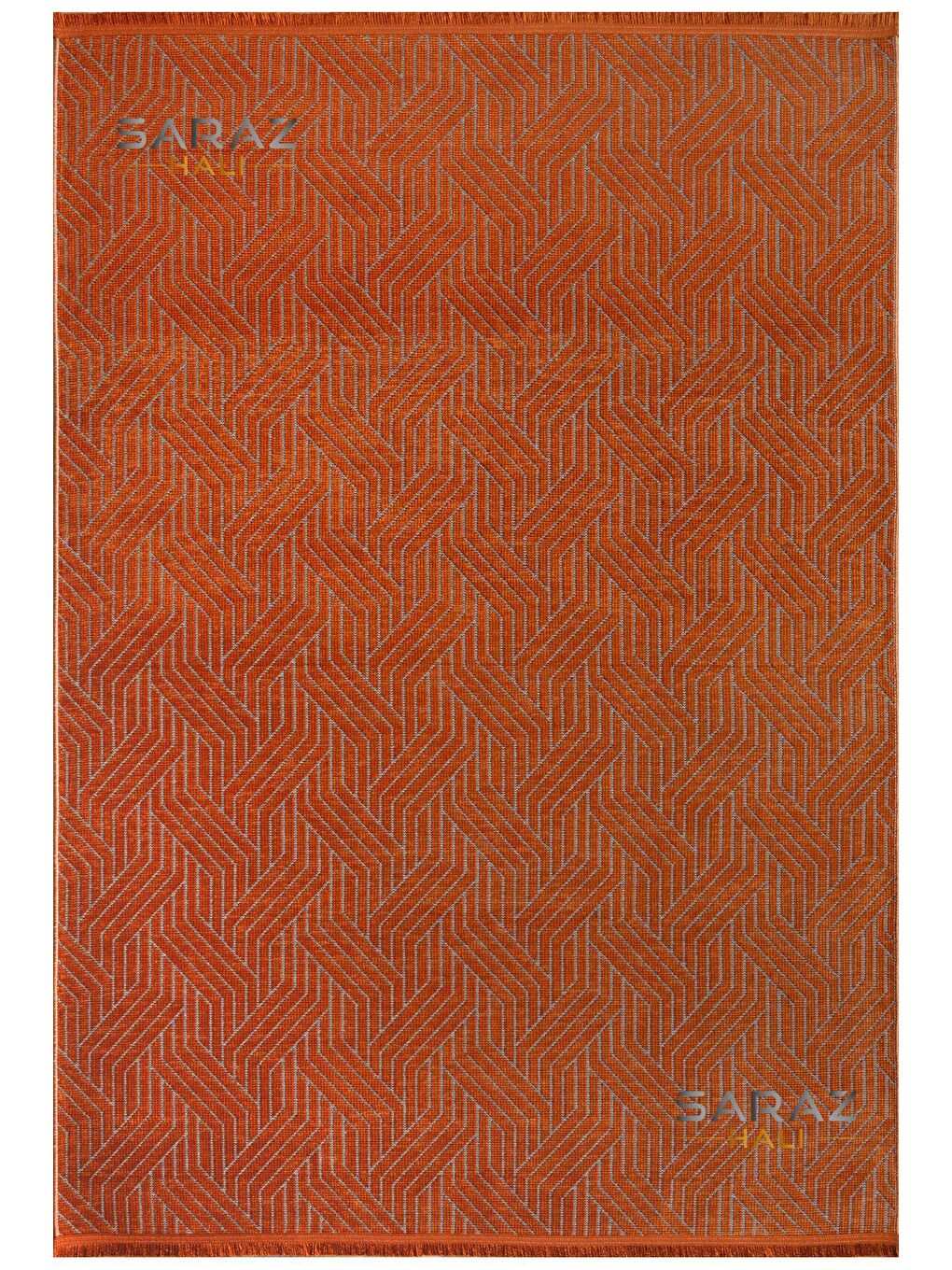 Kahverengi Bohem Saçaklı Kaymaz Kilim Kiremit 80x150-4