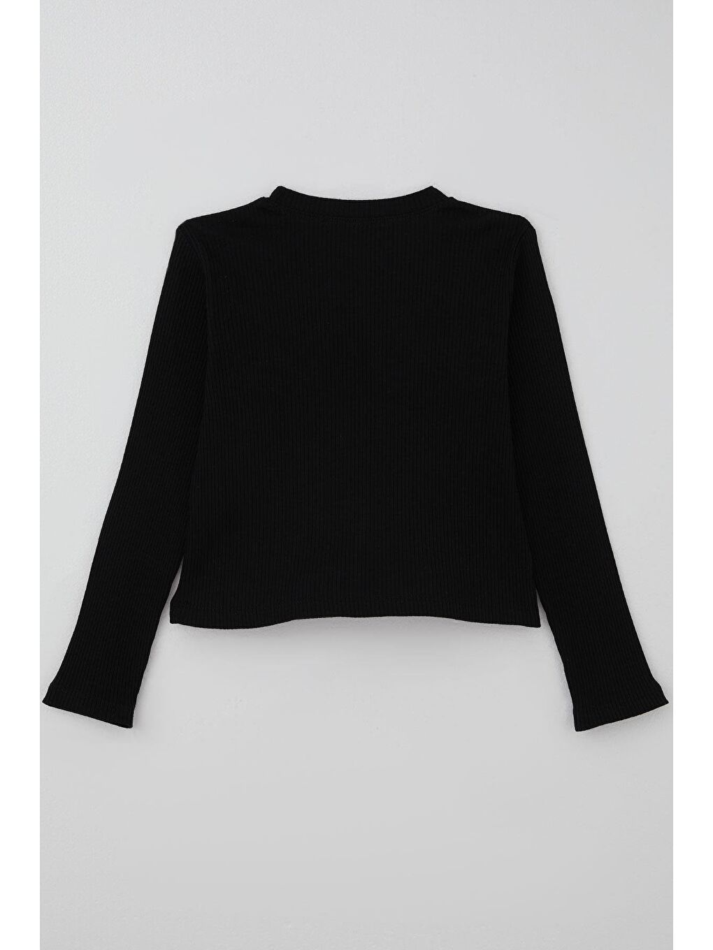 Kız Çocuk Uzun Kollu Tişört Örgü Çiçek Aplikeli Siyah (6-12 Yaş)-5