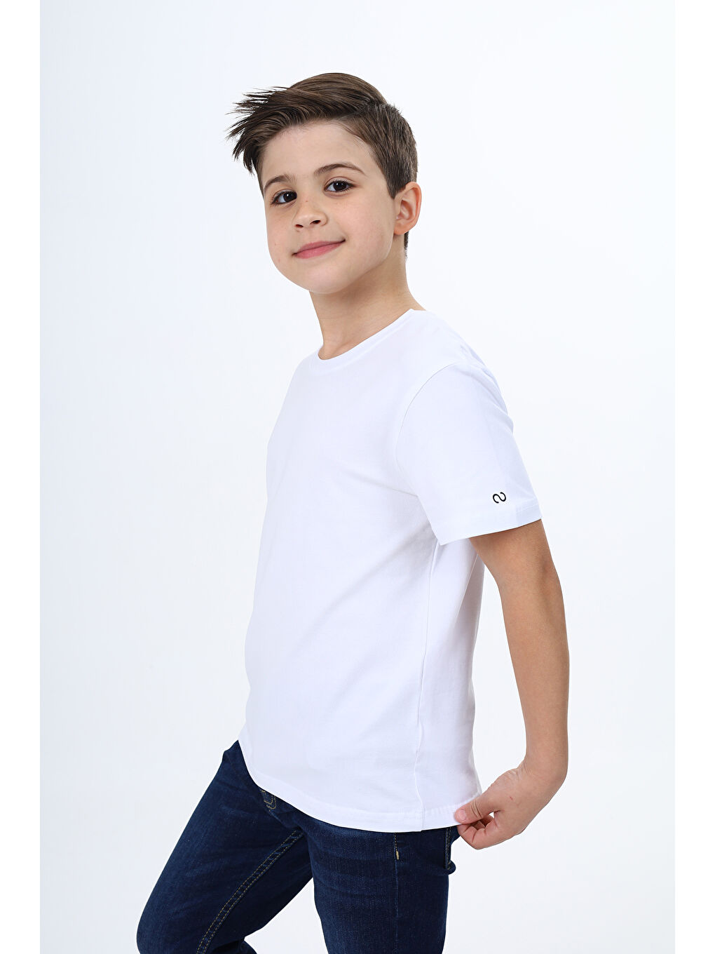 Beyaz Erkek Çocuk Baskılı Tişört-1