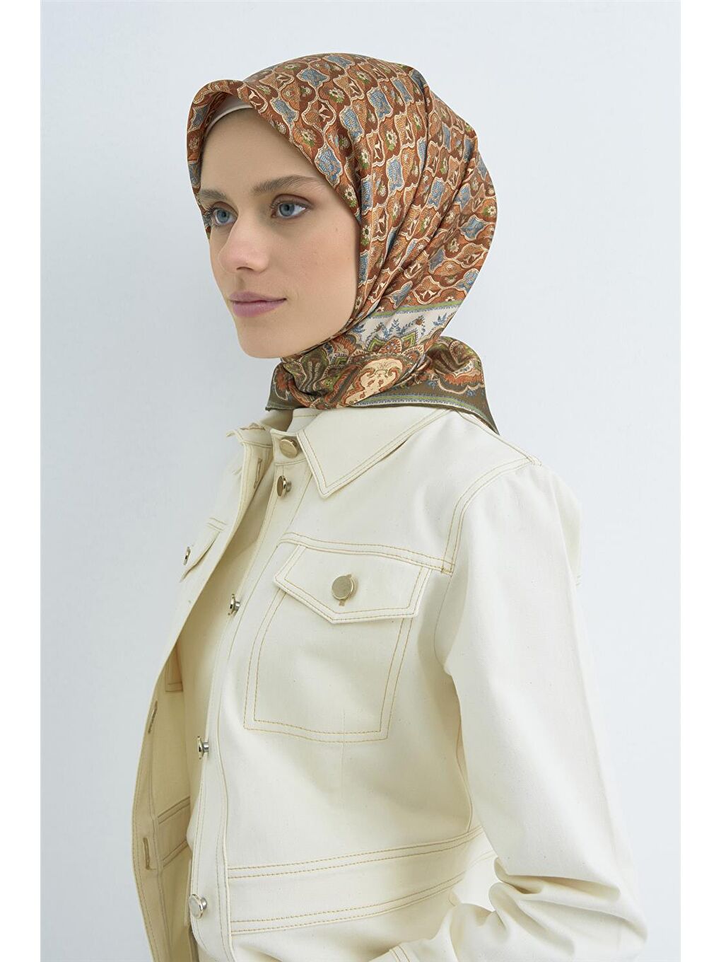 Turuncu Saf İpek Sura Eşarp 9518D 51-3