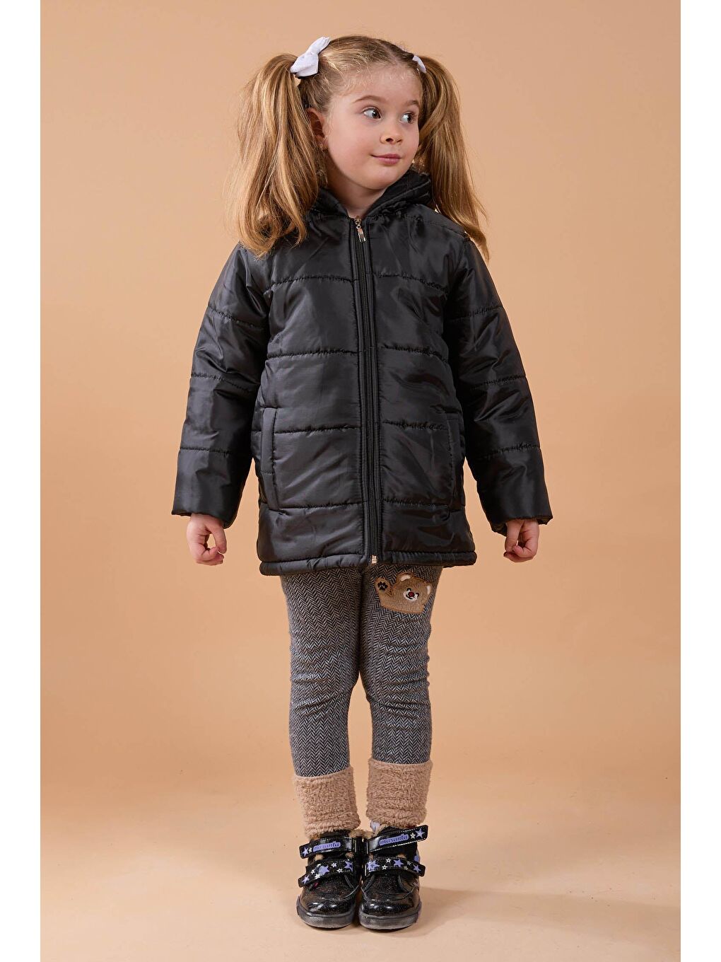 Kız Çocuk Siyah Şişme Mont - 23856