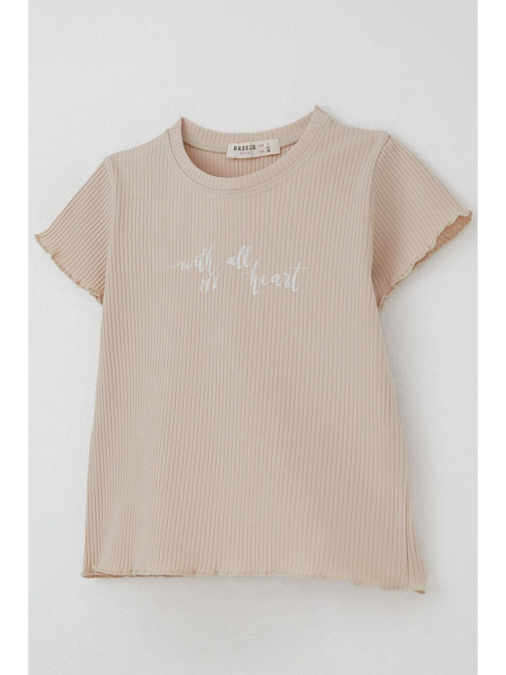Kız Çocuk Taytlı Takım Simli Yazı Baskılı Bej (1.5-5 Yaş)-5