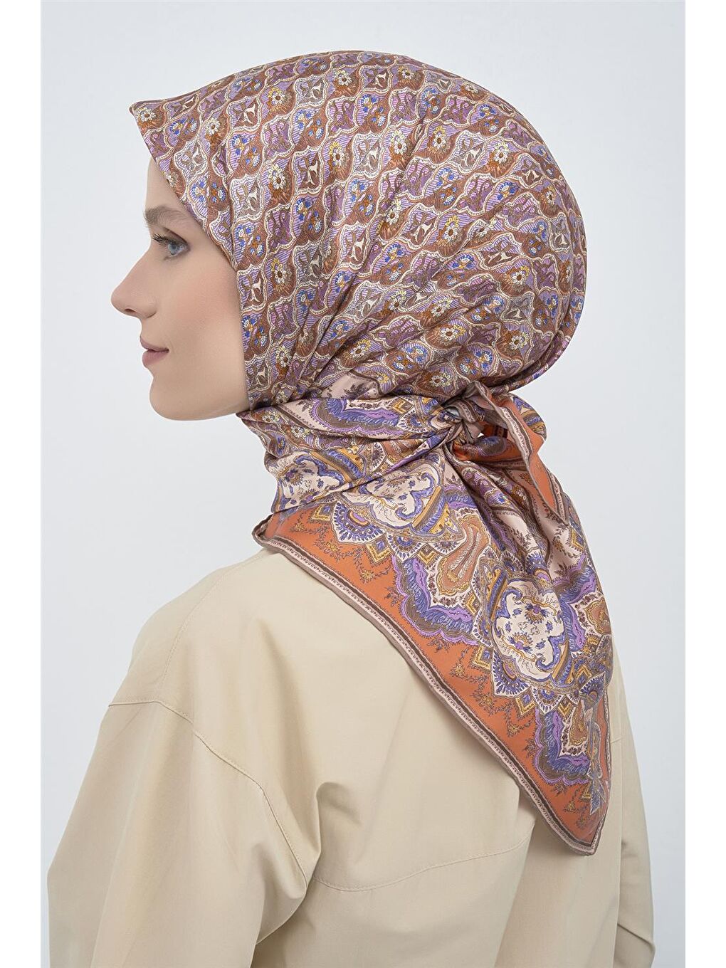 Turuncu Saf İpek Twill Eşarp 9518D 34-2