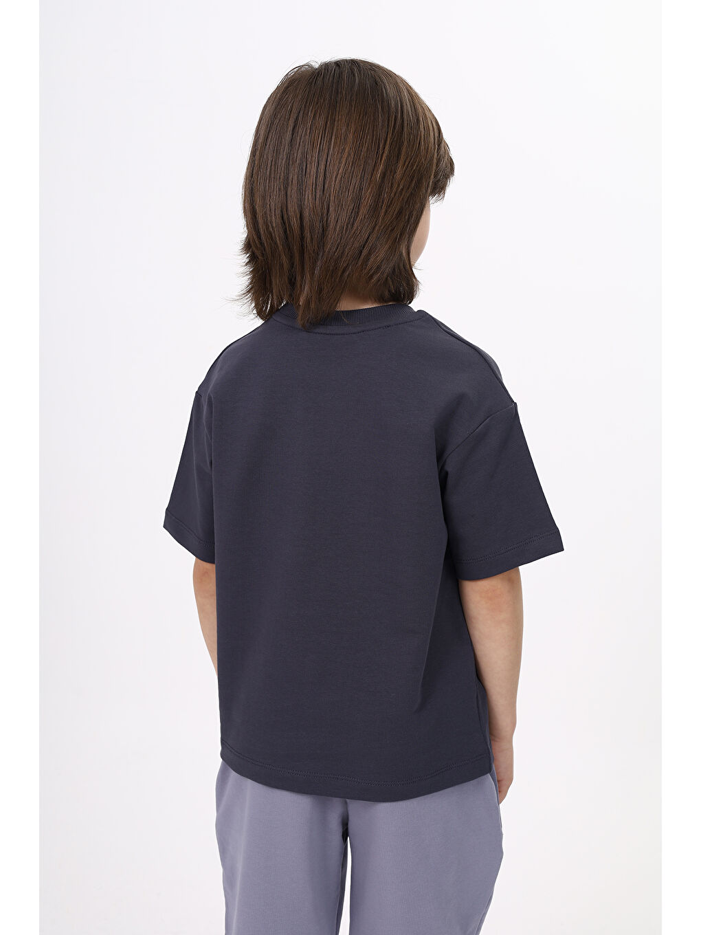 Antrasit Unisex Çocuk Baskılı Tişört-3