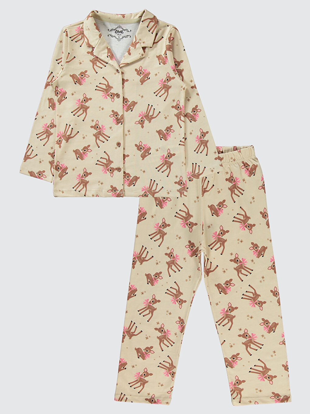 Kahverengi Girls Kız Çocuk Pijama Takımı 6-9 Yaş Açık Sütlü Kahve