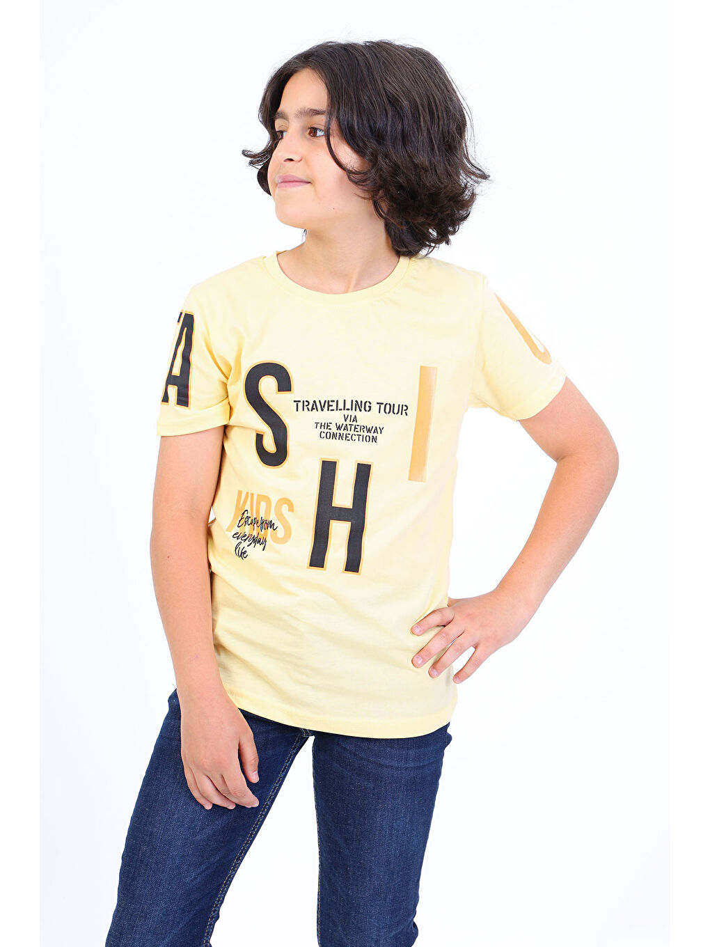 Sarı Erkek Çocuk Fashion Baskılı Tişört