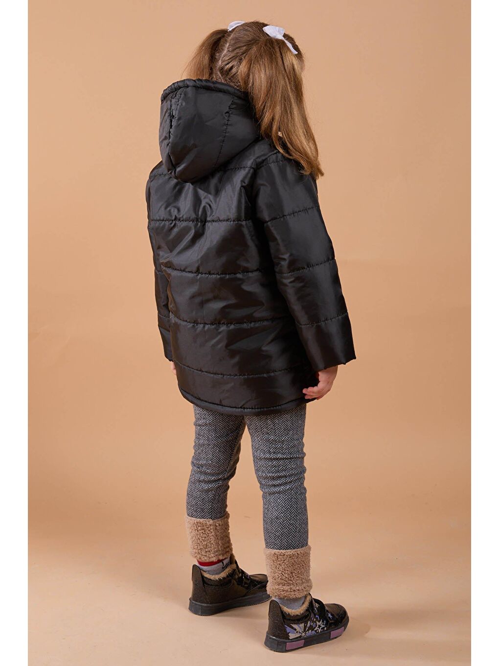 Kız Çocuk Siyah Şişme Mont - 23856-3