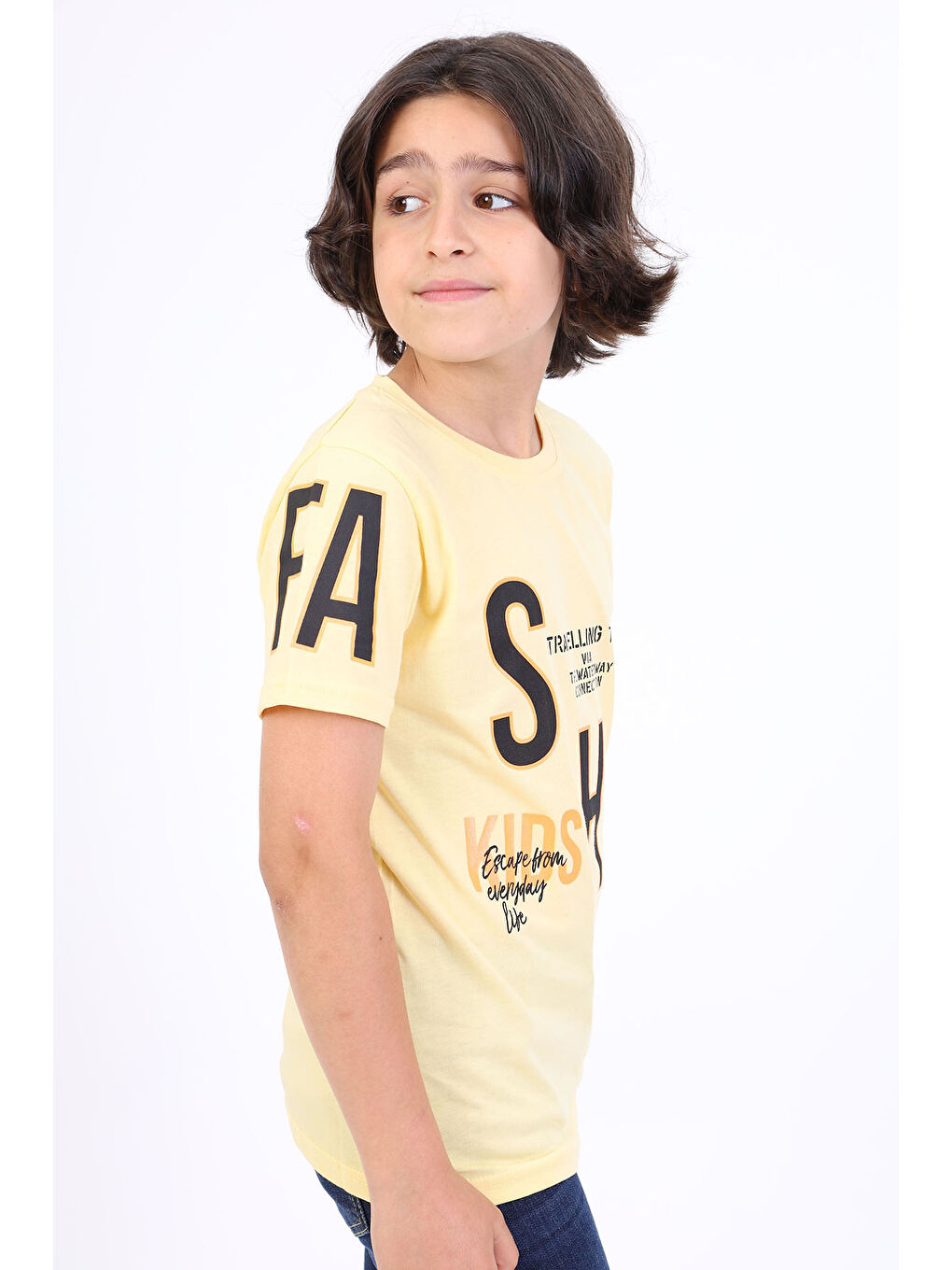 Sarı Erkek Çocuk Fashion Baskılı Tişört-1