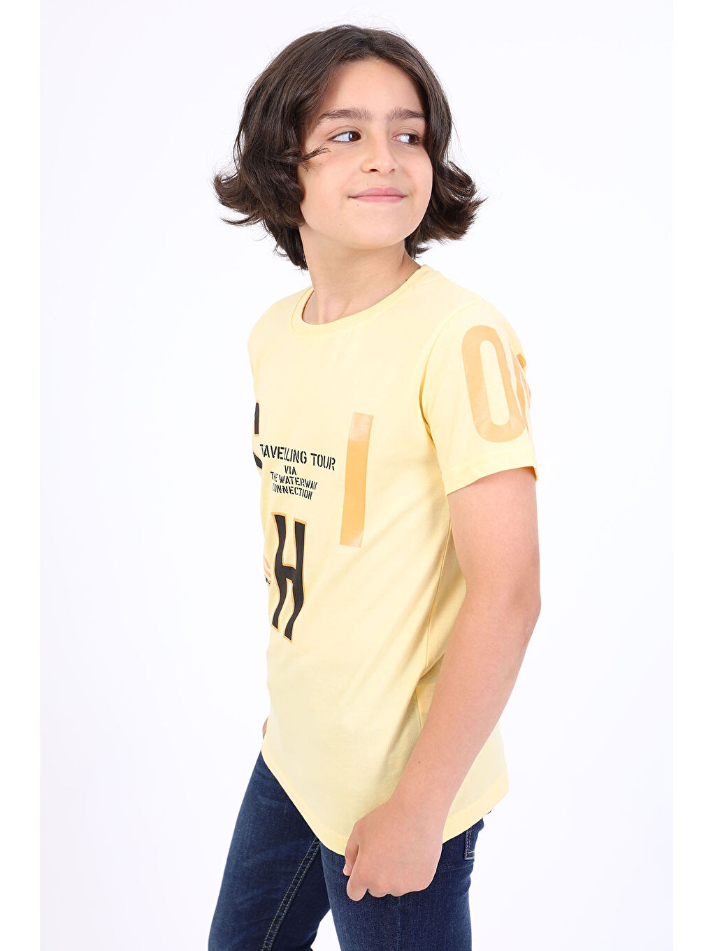 Sarı Erkek Çocuk Fashion Baskılı Tişört-2