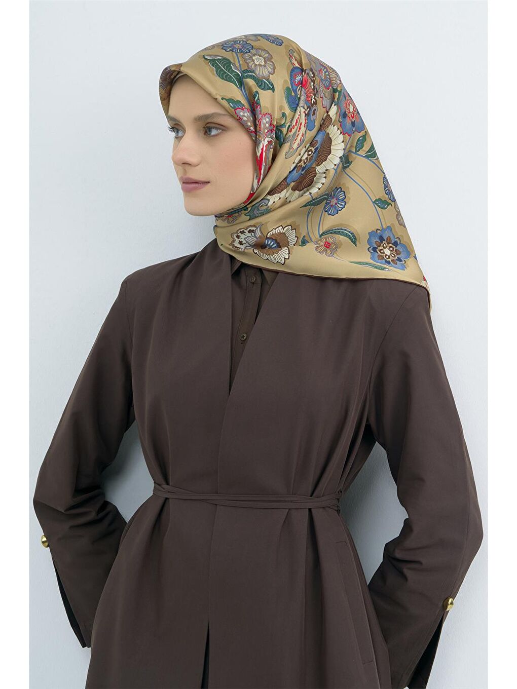 Yeşil Saf İpek Twill Eşarp 9523D 55