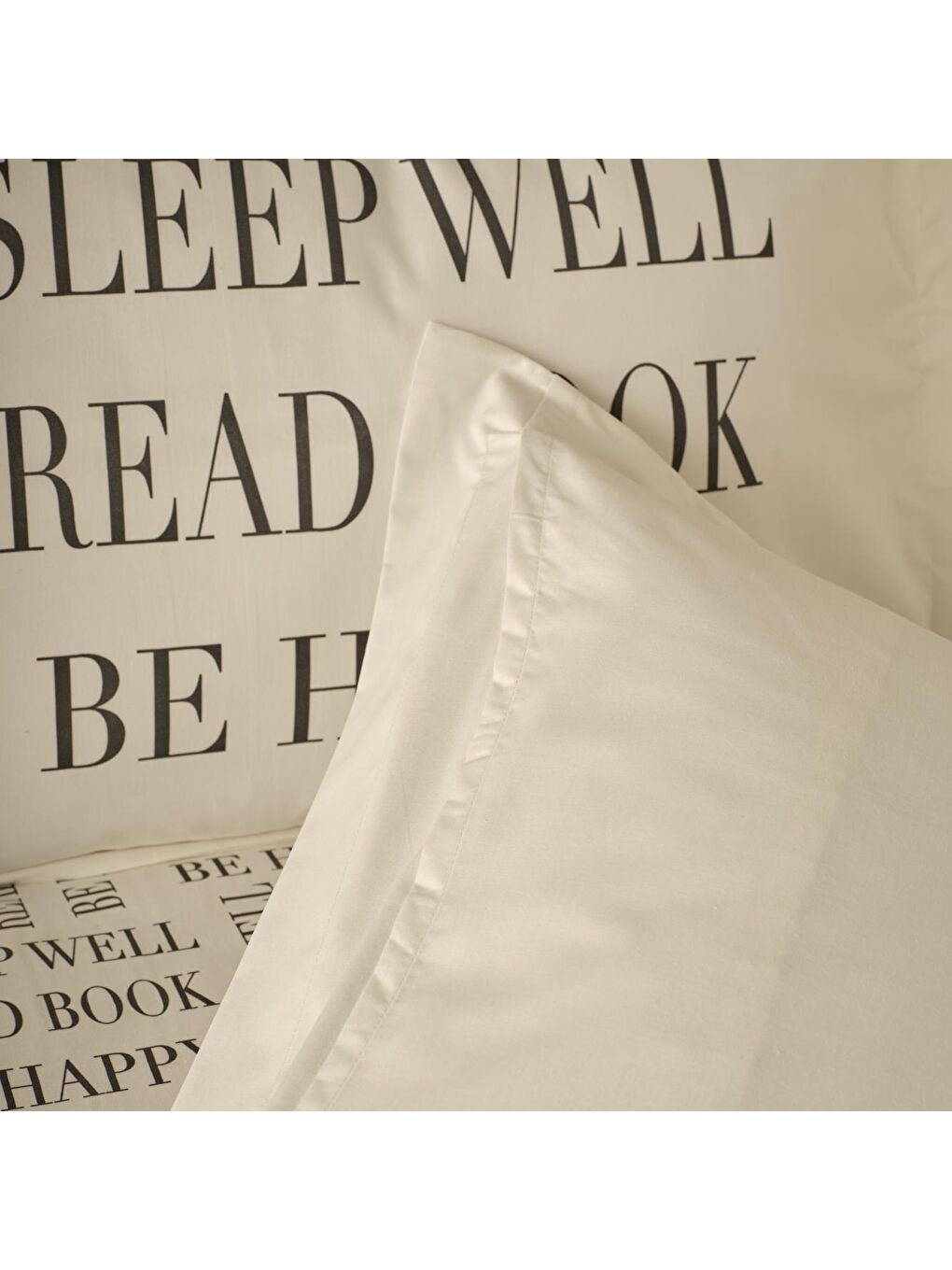 Beyaz %100 Pamuk Ranforce Book Lovers King Size Nevresim Seti Antrasit-2