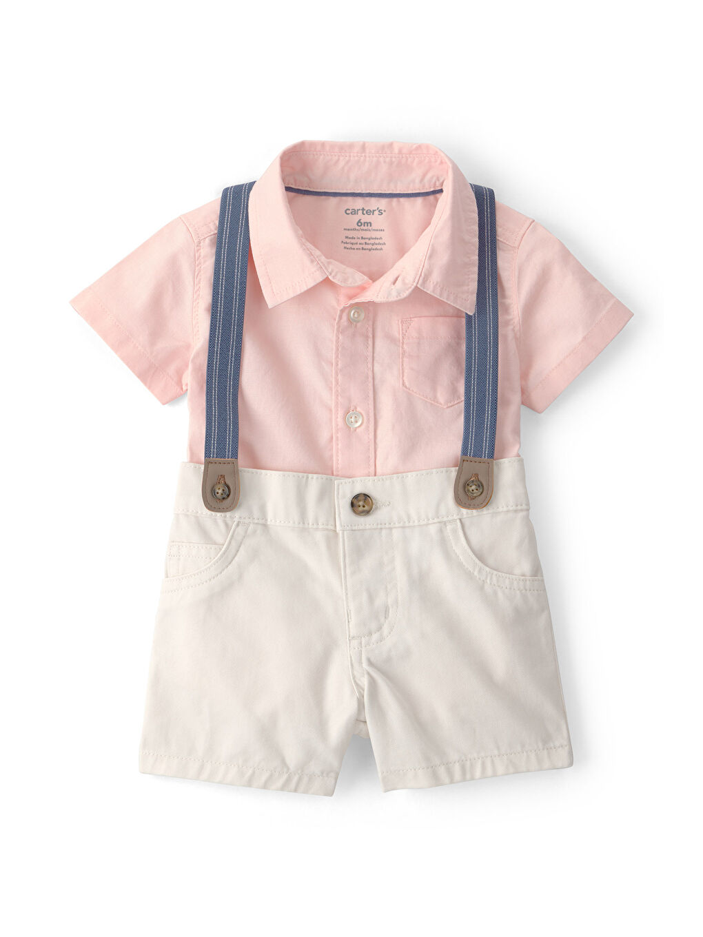 Erkek Bebek Body Şort Set 3 Ay-24 Ay Pembe