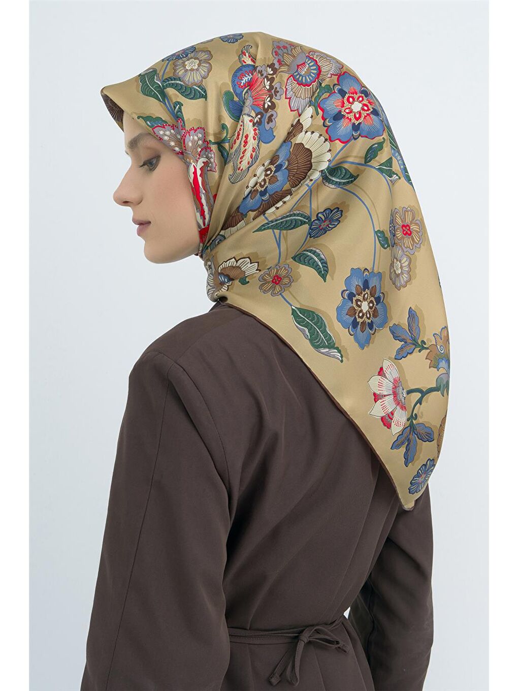 Yeşil Saf İpek Twill Eşarp 9523D 55-3