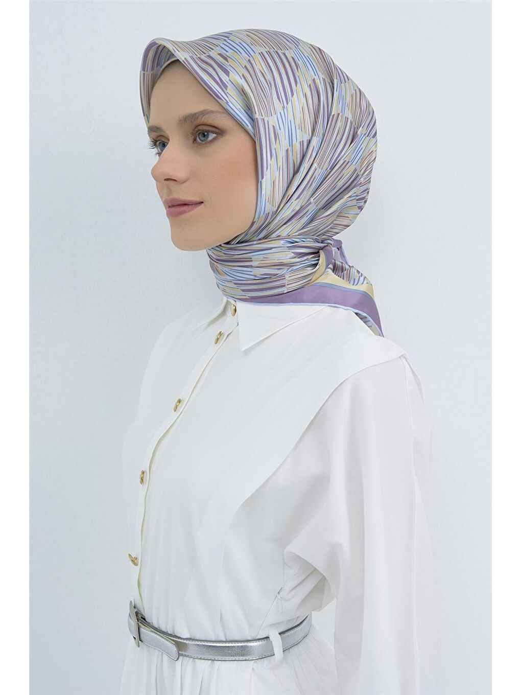 Mavi Saf İpek Sura Eşarp 9533D 02-2