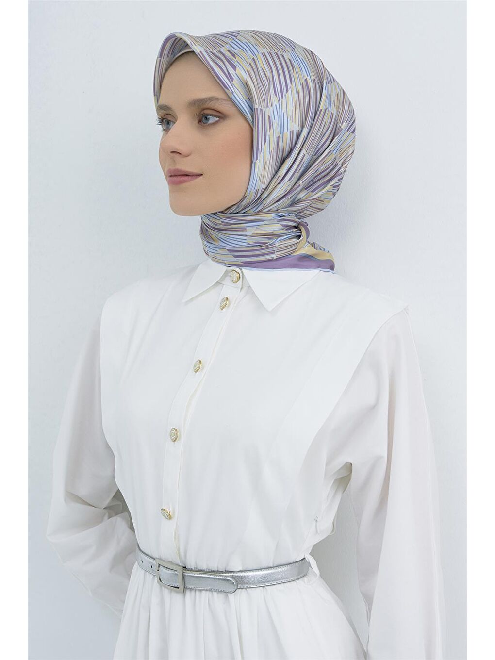 Mavi Saf İpek Sura Eşarp 9533D 02-3