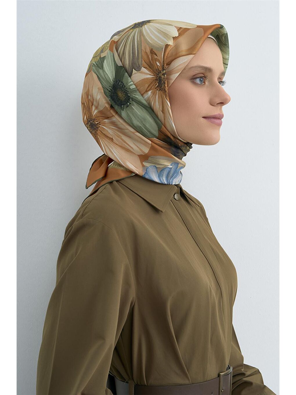 Kahverengi Saf İpek Sura Eşarp 9503D 57-2