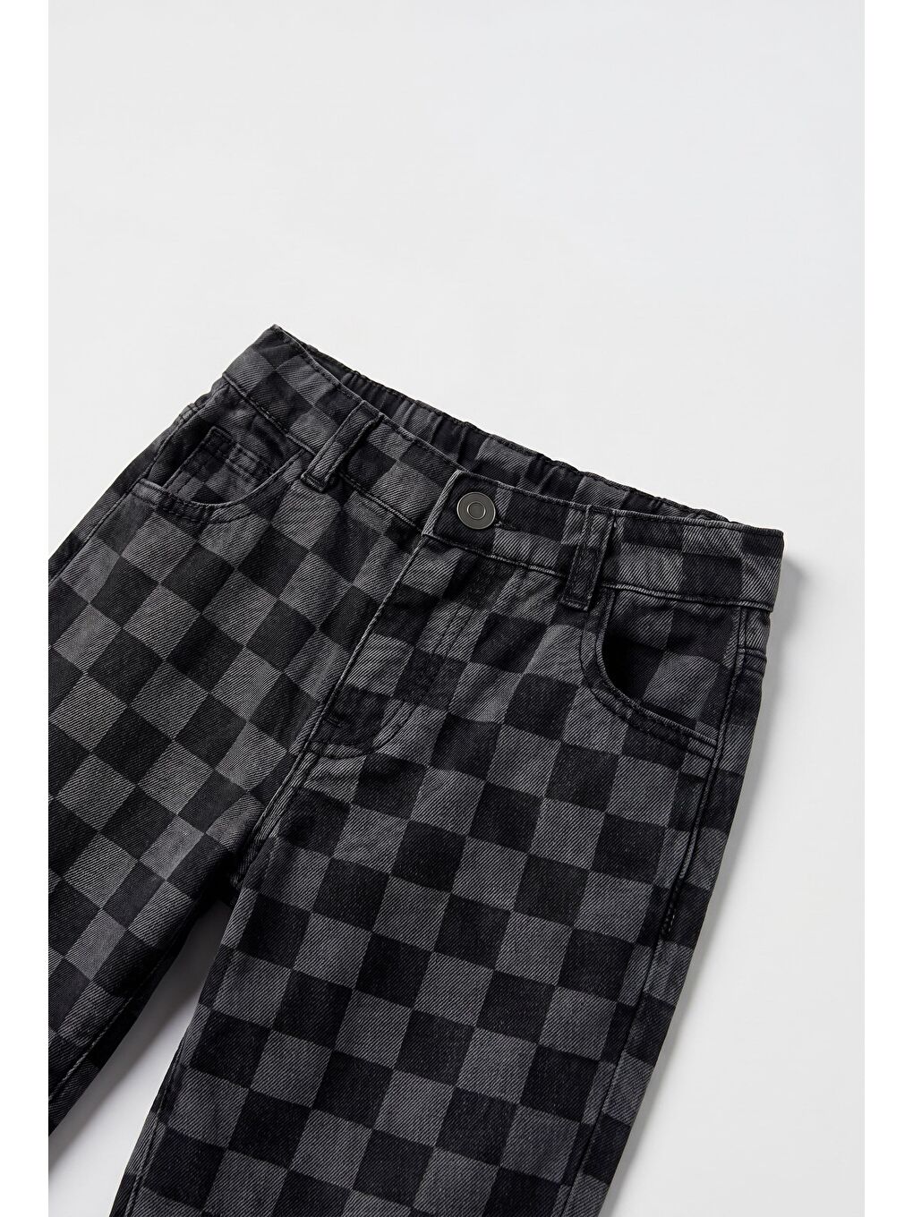 Antrasit Erkek Çocuk Oversize Kare Desenli Pantolon-3