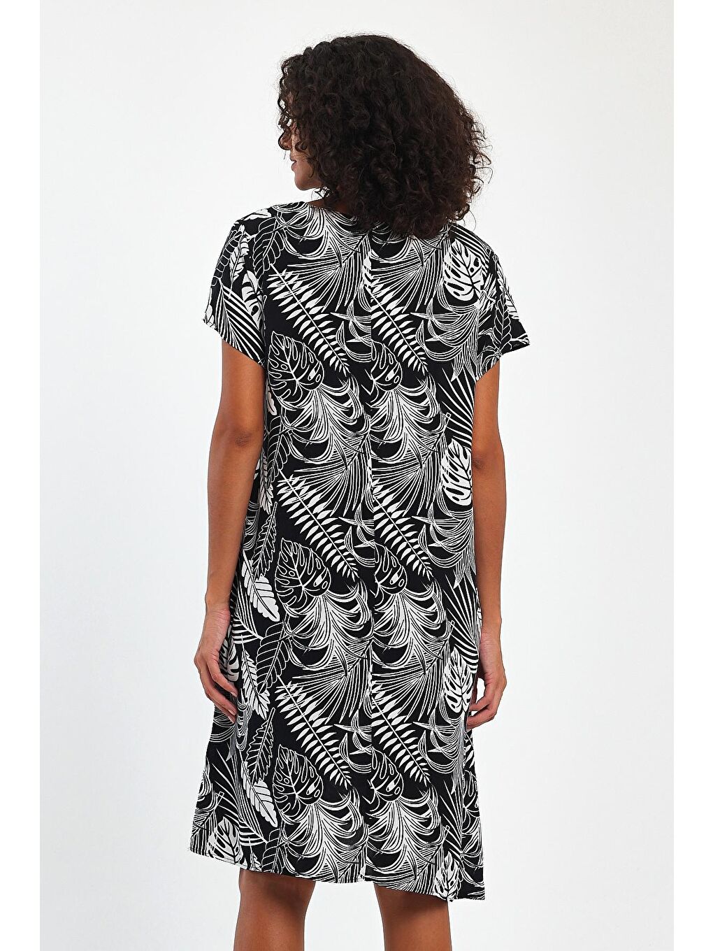 Siyah Kadın Desenli Elbise TT76-3