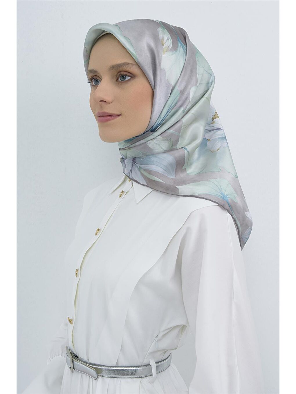 Yeşil Saf İpek Twill Eşarp 9505D 31-1