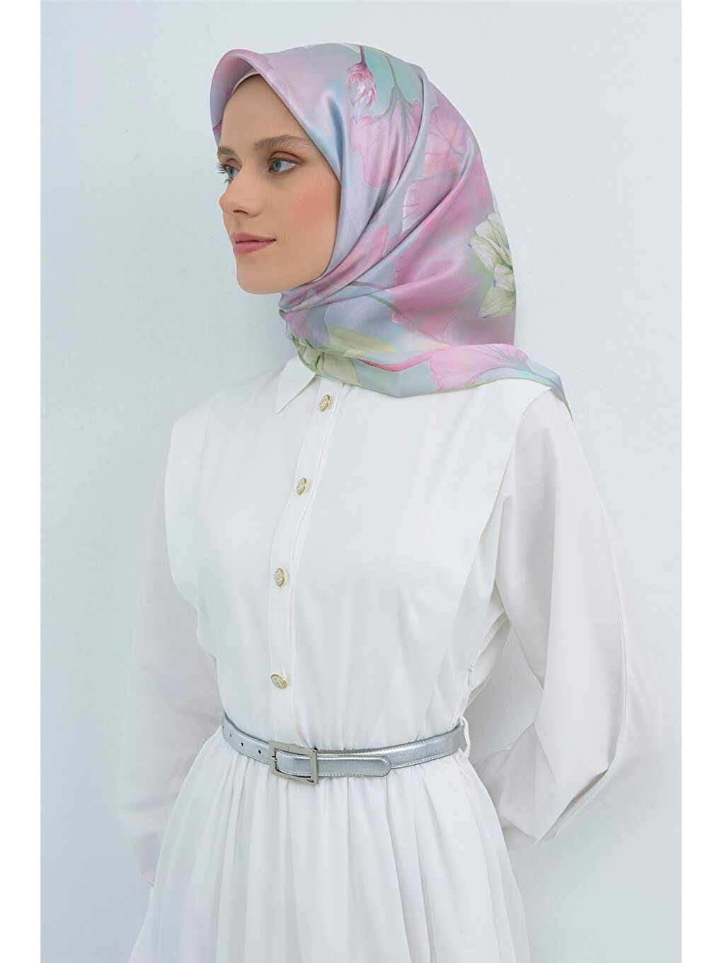 Pembe Saf İpek Twill Eşarp 9505D 82