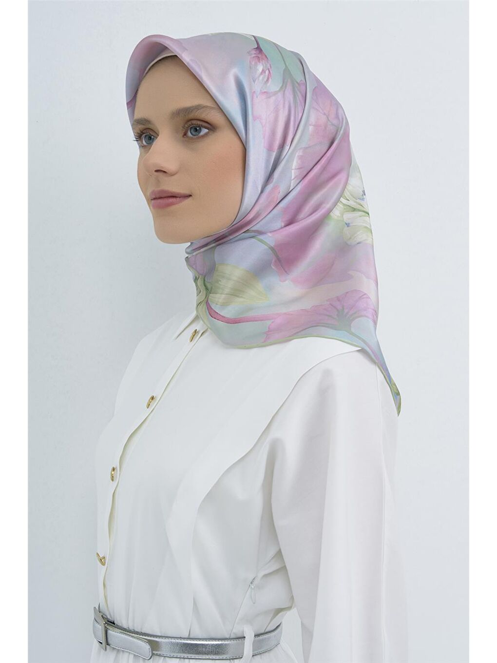 Pembe Saf İpek Twill Eşarp 9505D 82-1