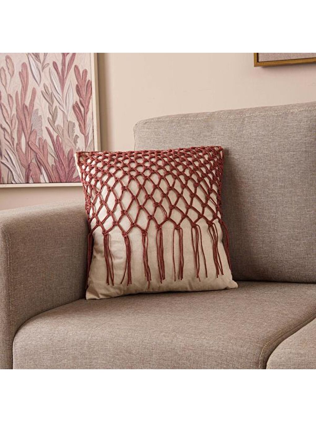 Kahverengi Soft Neo Kırlent - Kiremit - 42x42 cm