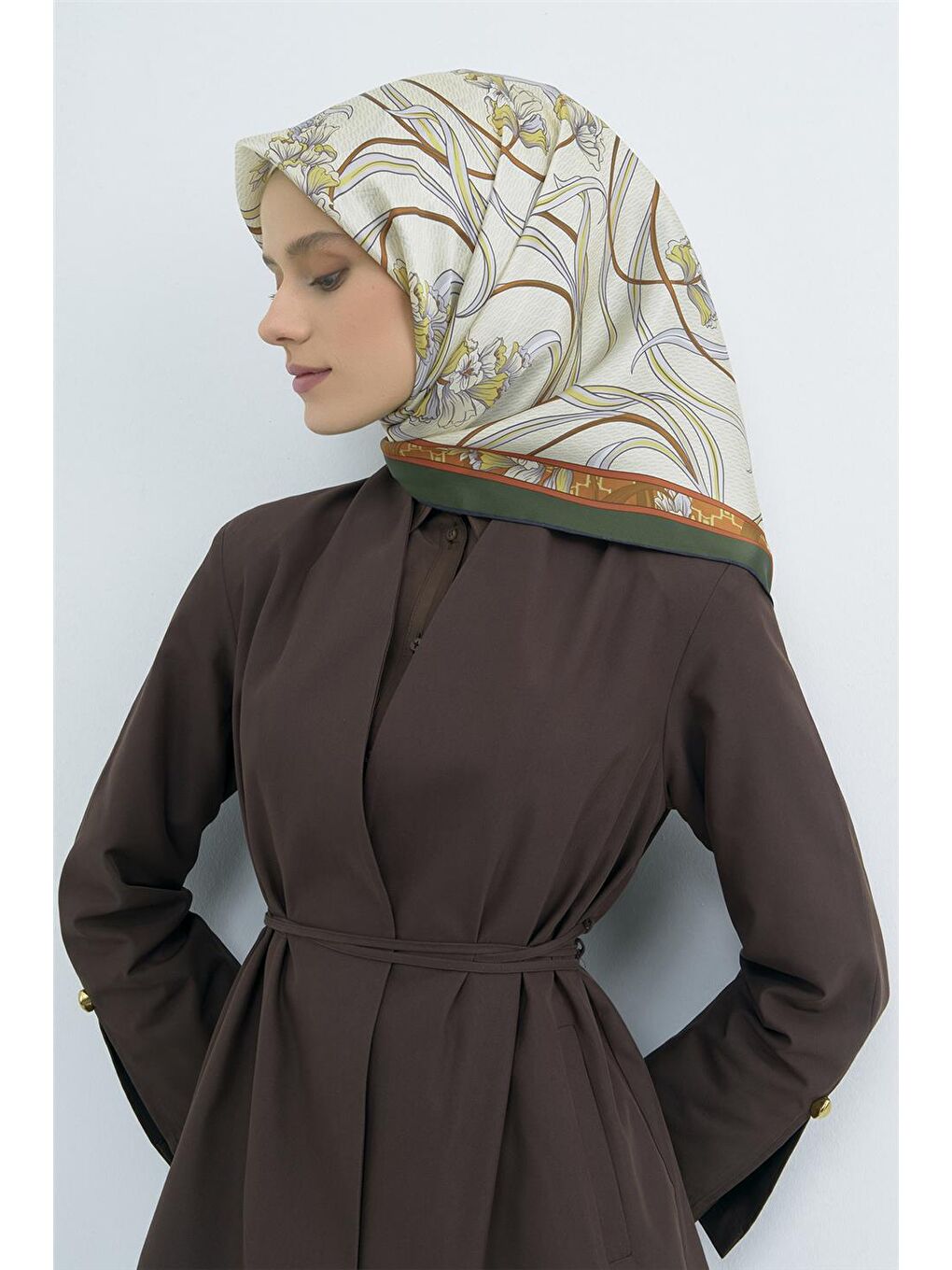 Ekru Saf İpek Twill Eşarp 9512D 88