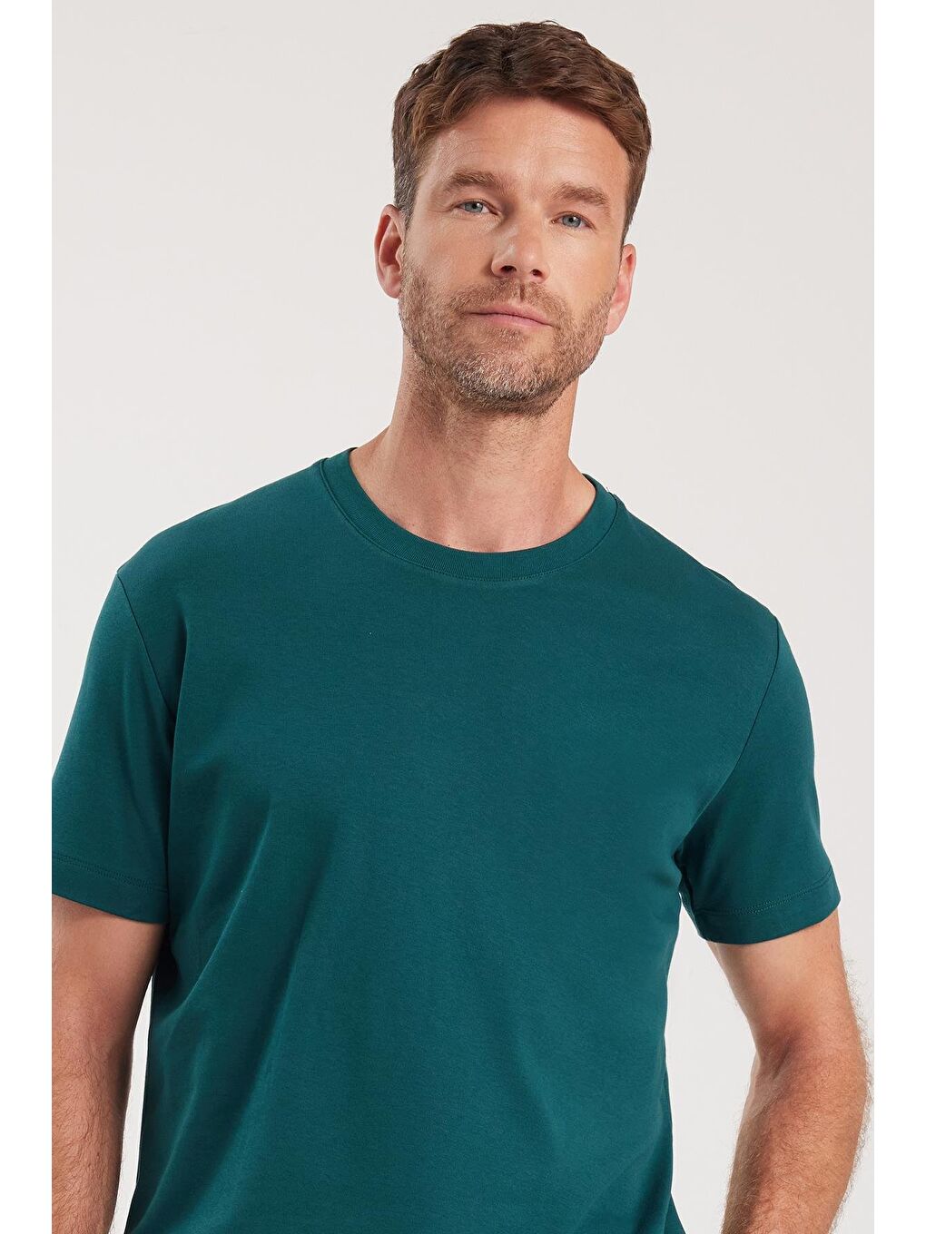 Unisex Relax Fit Rahat Kesim %100 Pamuk Yumuşak Dokulu Hafif Kalın Yeşil Bisiklet Yaka Tişört